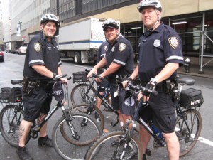 NYPD officers showed off their patrol bikes to Streetsblog in 2012.