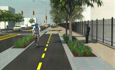 Here's what the finished portion of the Brooklyn greenway on Flushing Avenue looks like more or less. Image: NYC DOT/DDC/Parsons