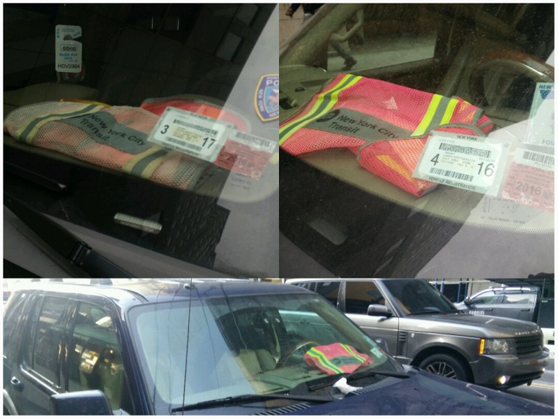MTA New York City Transit employees are notorious for using agency vests to evade parking fees and penalties. Photos: David Meyer