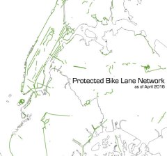 DOT added eighteen miles of protected lanes to this map in 2016, but NYC will never have cohesive citywide network of safe bike routes without protected bike lanes on major streets like Brooklyn's Fourth Avenue. Map: Jon Orcutt