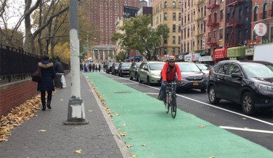 It's not quite finished, but you can ride in the new, safer Chrystie Street bike lane. Photos: David Meyer