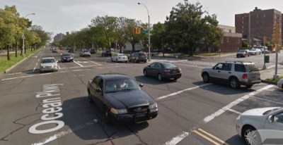 Ocean Parkway at Avenue X, where a motorist killed 88-year-old Feliks Dadiomov on Tuesday. Image: Google Maps