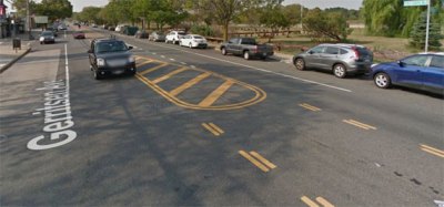 Gerritsen Avenue, where a speeding driver severely injured 12-year-old Anthony Turturro after locals asked DOT to calm traffic on the street. A state Court of Appeals ruling exposes the city to liability for failing to redesign streets when it's aware of dangerous conditions. Image: Google Maps