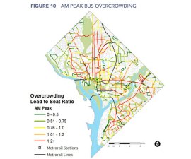 Where bus crowding is most intense. Map: DDOT