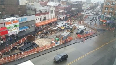 DDC construction delays for projects like Robert Clemente Plaza in the Bronx can inflict a lot of pain on surrounding businesses. Photo: Steven Fish
