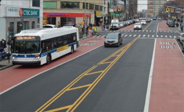 Targeted bus lanes can speed up service in congested areas. Photo: NYC DOT