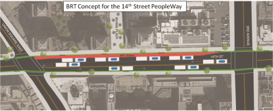 Without the L train, 14th Street will need a lot more dedicated space for buses. Image: BRT Planning International