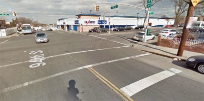 Poor intersection design at 23rd Avenue at 94th Street in East Elmhurst contributed to the crash that killed Skylar Perkins. Image: Google Maps