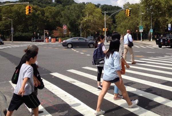 NYPD issued 1,920 civil summonses under the Right of Way Law last year. Since 2014 police have used the law to file misdemeanor charges against 74 motorists who severely injured or killed people with the right of way. Photo: Brad Aaron