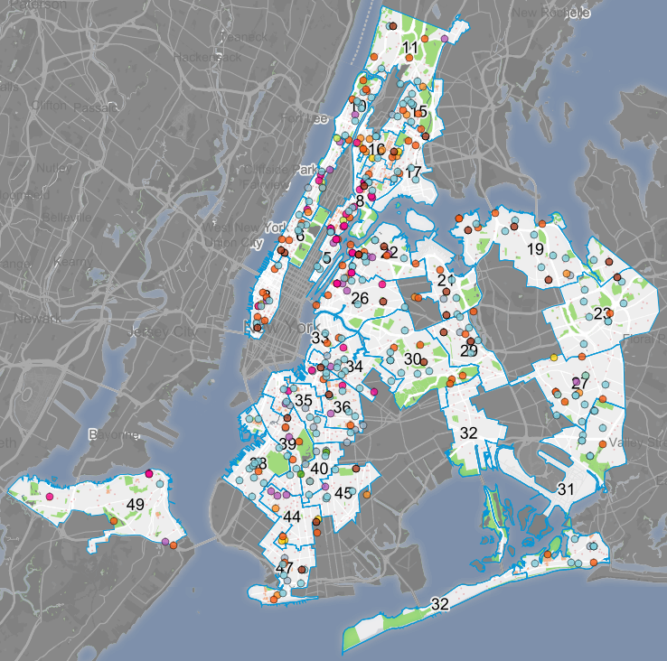 Residents of these 31 council districts can decide how they spend their representatives' discretionary funds. Map: PB NYC