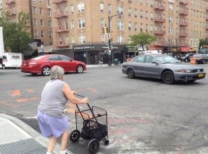 Seniors are more vulnerable to traffic violence than New Yorkers in other age groups. Though they make up 13 percent of the population, half of NYC pedestrian fatalities so far this year are victims age 65 and older. Photo: Brad Aaron