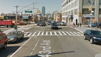 The intersection of 43rd Avenue and 39th Street in Sunnyside, where a drunk driver struck and killed Gelacio Reyes as he biked home from work in April. Image: Google Maps