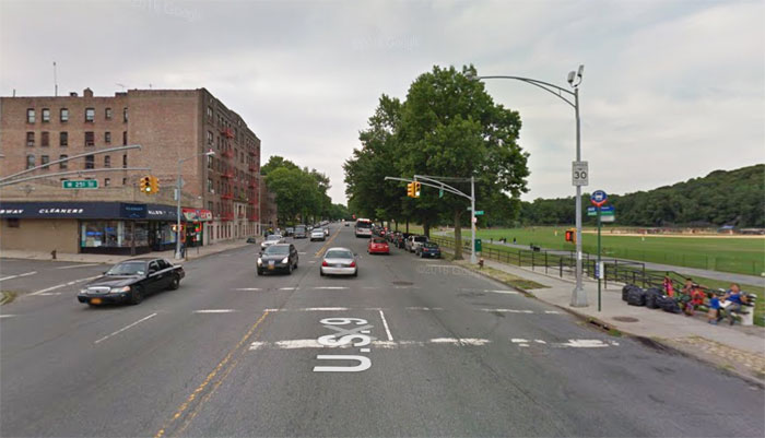 There's no reason for Broadway next to Van Cortlandt Park to be so wide. Image: Google Maps
