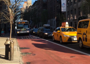 Red paint (seen here on E. 97th Street in Manhattan) works. File photo.