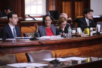 City Council finance chair Julissa Ferreras-Copeland and Council Speaker Melissa Mark-Viverito at budget hearings last month. Photo: William Alatriste for NYC Council