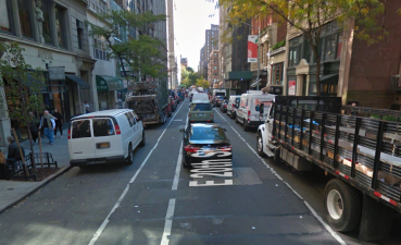 Wang was riding in the East 20th Street bike lane when a cab driver pulled in front of him. Photo: Google Maps
