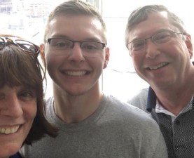 Jack Koval with his parents, Bobbi and Joe