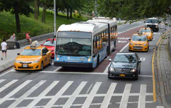 There are three queue jumps on the M86 route, including this one at Fifth Avenue and 84th Street. Photo: DOT