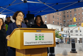 Transportation Commissioner Polly Trottenberg on the Grand Concourse yesterday. Photo: NYC DOT