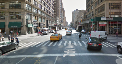 Seventh Avenue at W. 29th Street, where a bus driver killed Michael Mamoukakis Saturday. Image: Google Maps