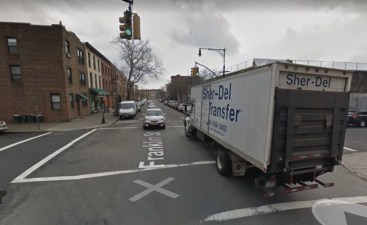 Franklin Street at Noble Street in Brooklyn, where an Action Carting driver killed cyclist Neftaly Ramirez and left the scene. Photo: Google Maps