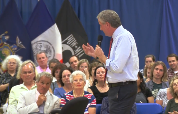 Mayor de Blasio at last night's town hall.