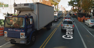 Grand Street where Juan Maldonado killed Matthew von Ohlen. Despite entreaties from Transportation Alternatives and local City Council Member Antonio Reynoso, among others, DOT has done nothing to make cycling safer on Grand since von Ohlen’s death. Photo: Google Maps