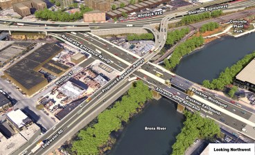 The state DOT plan calls for a highway ramp abutting the Bronx River and flying over part of Concrete Plant Park.