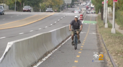 People who bike are safer on this segment of Northern Boulevard, and Tony Avella won't stand for it. Image: CBS 2