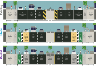 DOT plans to install the 4th Avenue protected bike lane in temporary materials ahead of a full street reconstruction. Image: DOT