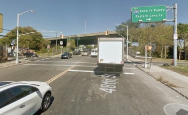 Hugo Ramirez was hit by a truck driver making a right turn from 48th Street toward the Long Island Expressway. Image: Google Maps