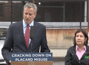 De Blasio told reporters from Gothamist and DNAinfo he was unaware of Marty Golden's placard abuse. Image: NYC Mayor's Office