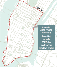 Fees to drive into the congestion zone would take effect in 2020, according to the timetable laid out by the Fix NYC commission. Map: HNTB/Fix NYC