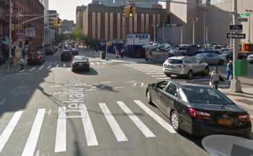 Sumiah Ali was struck at DeKalb Avenue and Ashland Place by a UPS worker making the same right turn as the drivers at right in this Google Maps photo.