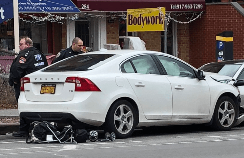 A driver struck multiple pedestrians and killed two children on 9th Street in Park Slope this afternoon. Photo: Leah Finnegan/Twitter