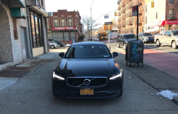 A tweet to @HowsMyDrivingNY turned up 28 violations associated with this license plate, including two each for parking in a crosswalk, parking in front of a fire hydrant, and speeding in school zone.  Photo: casio_juarez/Twitter