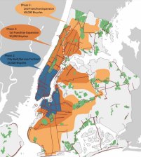 The bike-share coverage NYC could have if City Hall wasn't so squeamish about replacing on-street parking spaces. Image: Department of City Planning