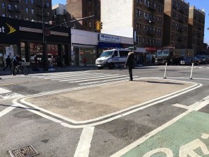 The redesigned Dyckman has made crossing the street safer. Photo: Brad Aaron