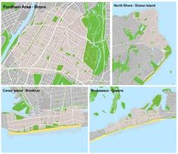 Proposed service areas for this summer's dockless bike-share pilots. Image: NYC Mayor's Office