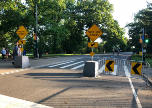 The newly-installed barricade by the Prospect Park bandshell. Photo: 2AvSagas