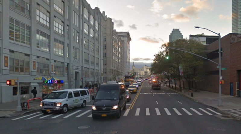 Thomson Avenue is a six-lane speedway where thousands of students and faculty have to negotiate torrents of bridge traffic. Photo: Google Maps