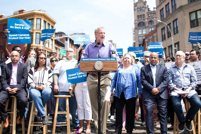Mayor de Blasio has been a strong supporter of speed cameras. Photo: Benjamin Canter/Mayoral Photography Office