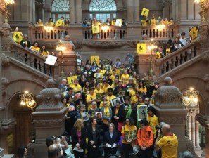Children rallied in Albany last year for more speed cameras, but the State Senate allowed them to expire. Photo: Brad Aaron