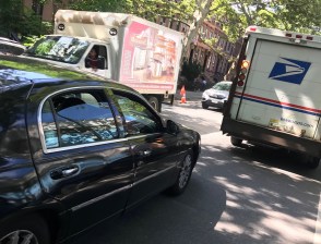 Another roadway ruined by a double-parked delivery truck. File photo: Gersh Kuntzman