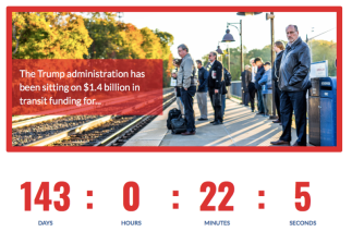 A new "ticker" from Transportation for America shows how long U.S. DOT has refused to award funding Congress granted it for transit projects.