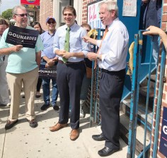 State Senate candidate Andrew Gounardes (center, with Assemblyman Peter Abbate, right) got a critical endorsement this weekend. Photo: Andrew Gounardes for NY State Senate