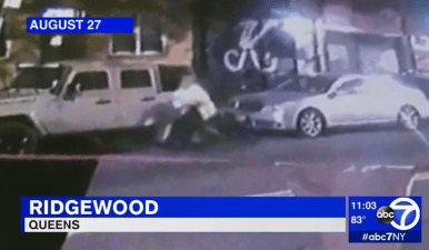 Eucario Xelo, seconds before being struck on Seneca Avenue. Video still: ABC7
