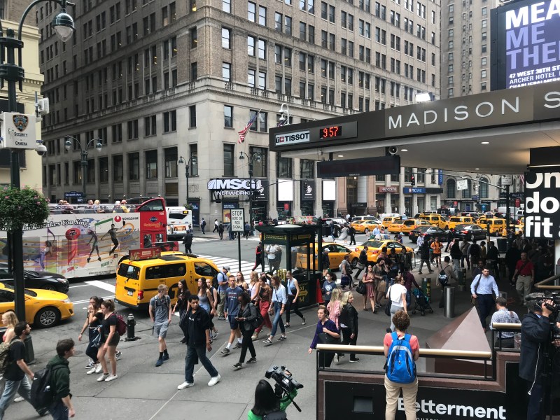 All day, the sidewalks around Penn Station are jammed — and the conditions underground are worse. Photo: Gersh Kuntzman