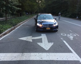 A car in Central Park, pictured last week -- more than three months since the park went "car-free." Photo courtesy Bill Amstutz, used with permission