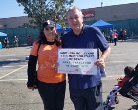 Councill Member Danny Dromm at a community bike event this past weekend. Photo: Claudia Corcino/Twitter